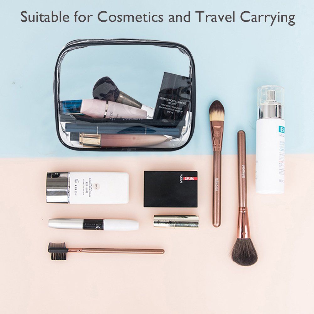 Clear Makeup Bags,3 Pcs Cosmetic Makeup Bags Set Clear PVC with Zipper Handle view 5