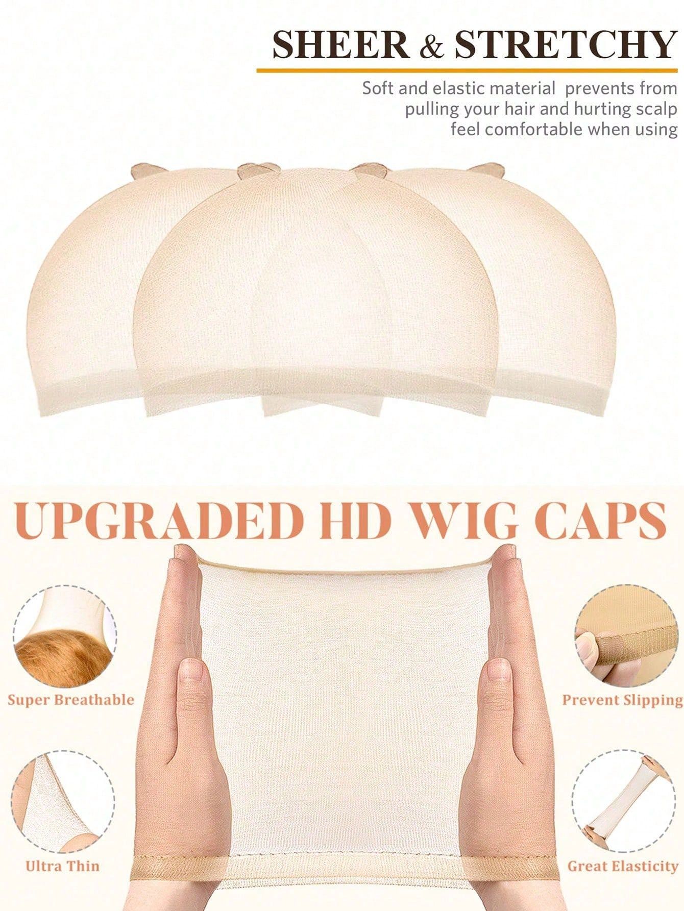 Wig Cap Inner Net 50PCS Beige Stretch Mesh Dome Wig Caps For Women Lightweight view 2