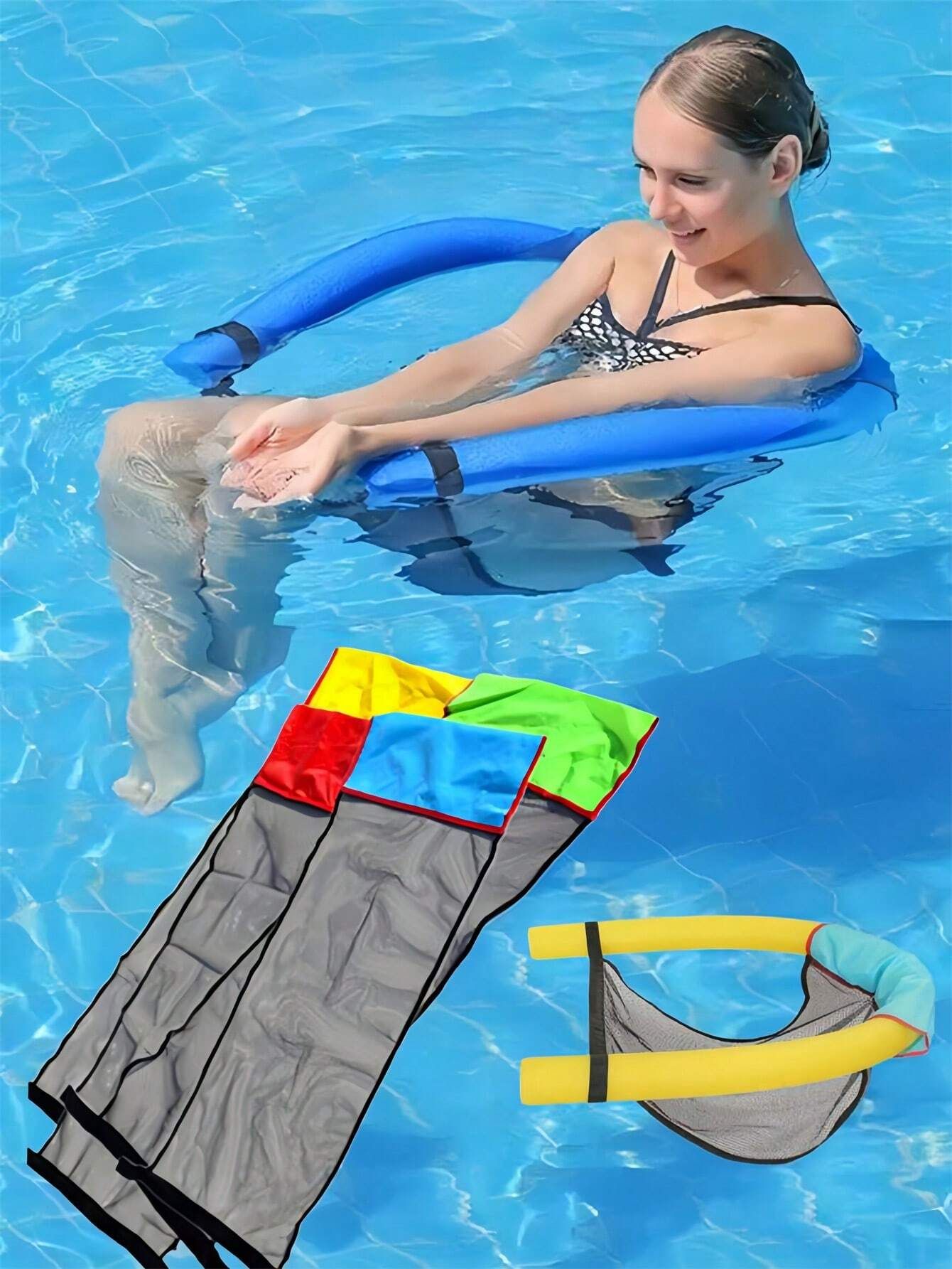 1Pc Blue Comfortable Mesh Pool Chair Slings Relax and Float in Style With This view 2