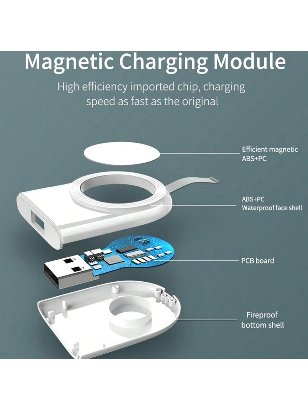1Pc Usb Charger Compatible With Apple Watch Magnetic Travel Wireless Charger view 3