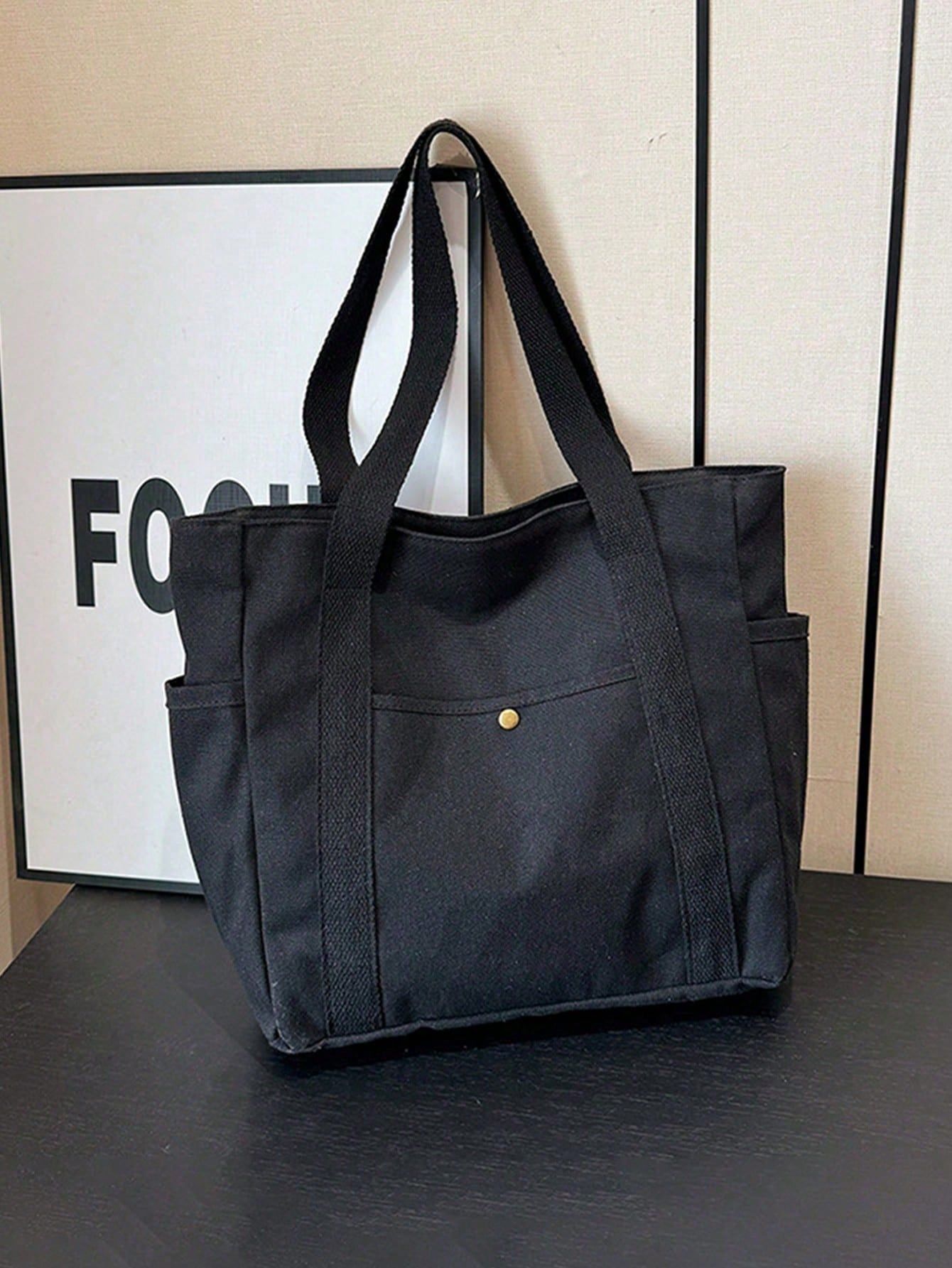 Large Capacity Canvas Tote Bag – Multi-Pocket Shoulder Bag view 3