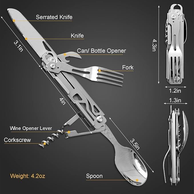6 in 1 Detachable Camping Utensils Flatware Set view 2