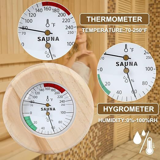 Sauna Thermometer and Hygrometer – 2-in-1 Analog Gauge view 4