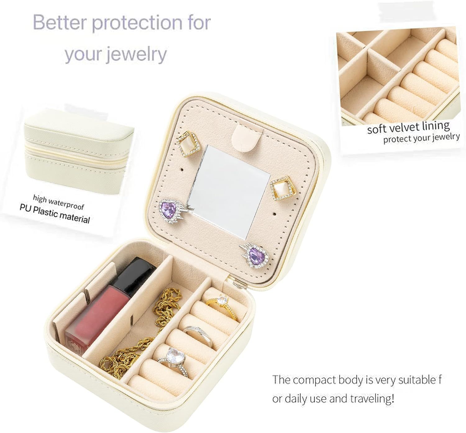 Travel jewelry case Travel jewelry box Travel Jewelry Organizer Small Jewelry view 4