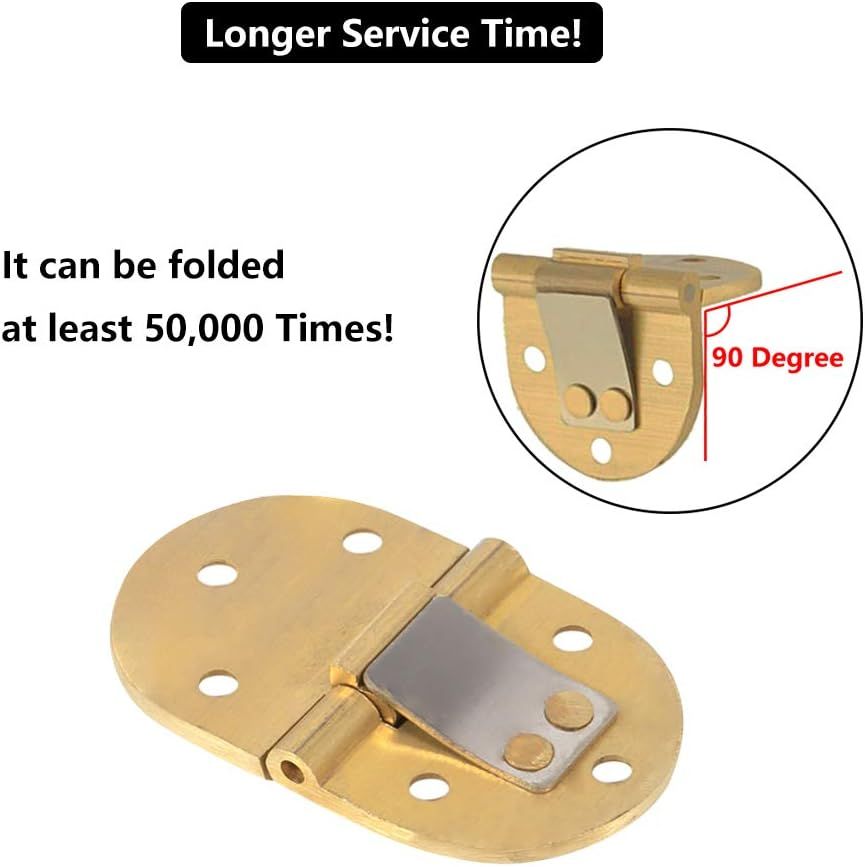 90 Degree Solid Brass Butler Tray Hinges (2pcs) Flip Top Hinge with Screws for view 2