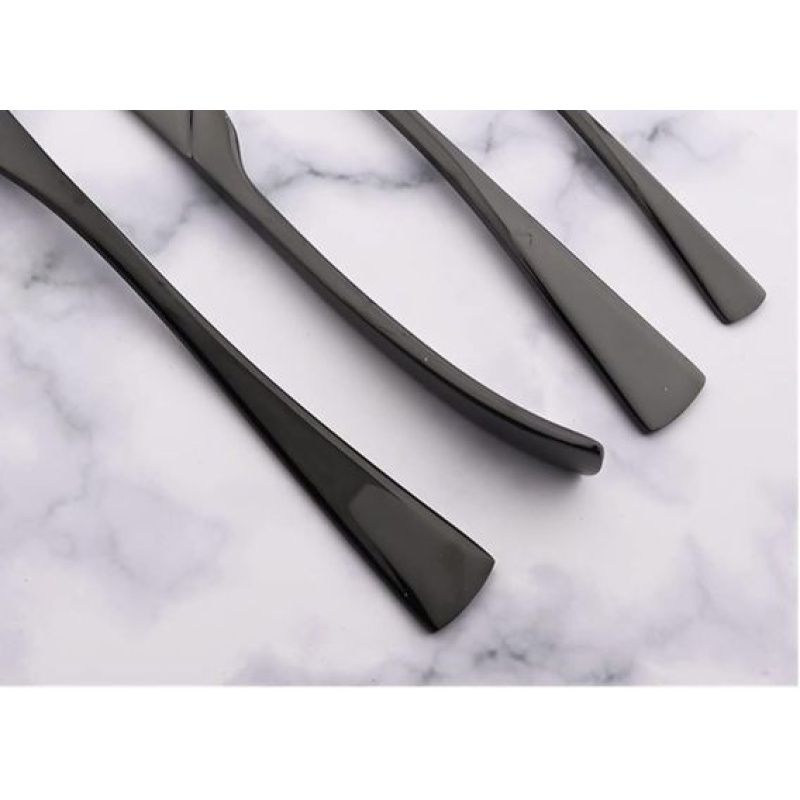 Black Stainless Steel Dinnerware Set Tableware Steak Knife Fork Spoon Dinner view 3