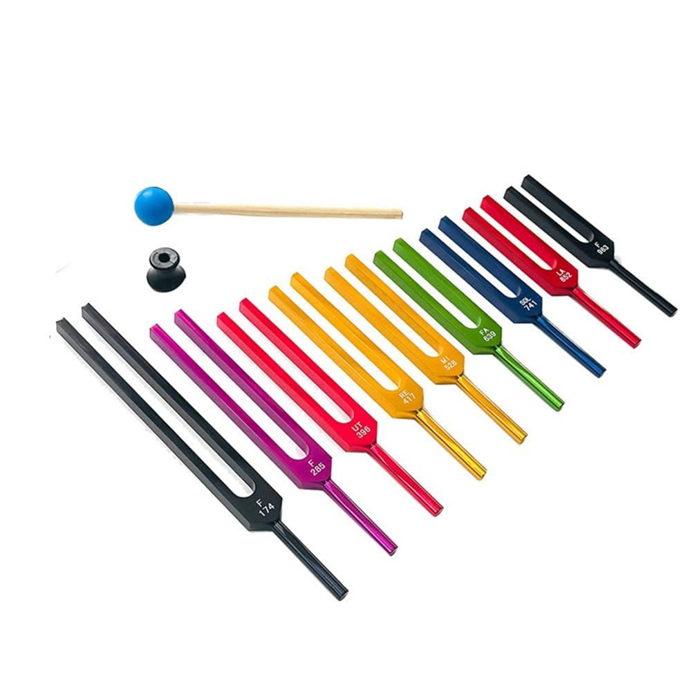 9 Piece Colorful Aluminum Alloy Tuning Forks Tuning Forks For Therapy view 2