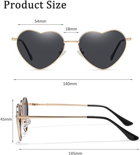 Heart Sunglasses for Women Men Retro Metal Frame Trendy Heart Shaped Glasses — image 1