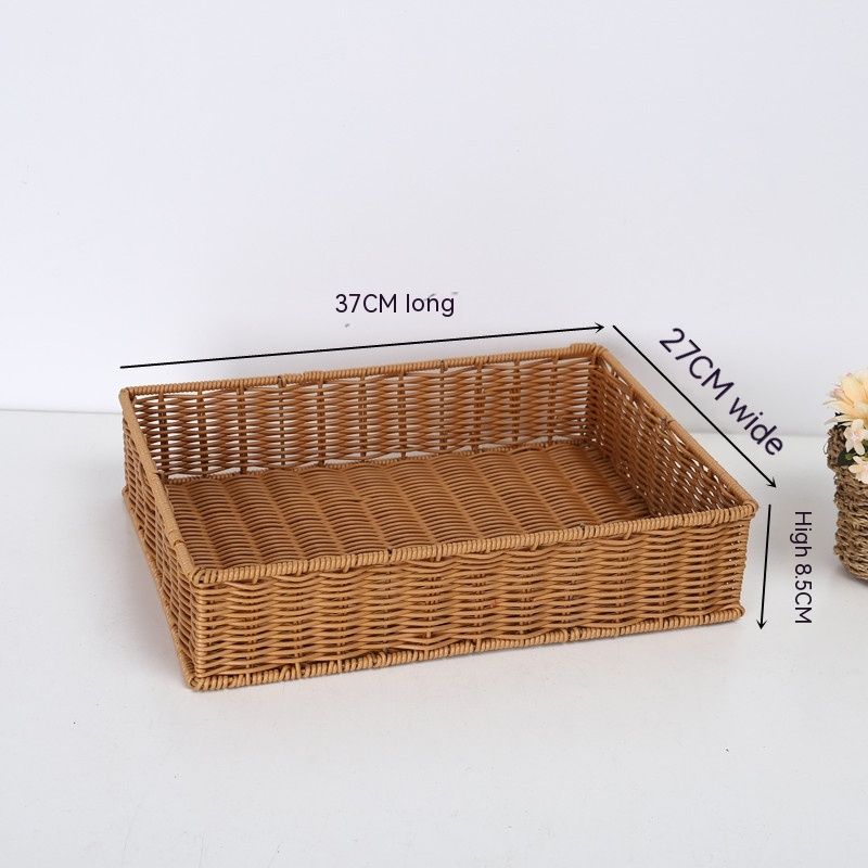 2 Pack Imitation Rattan Woven Bread Baskets — image 1