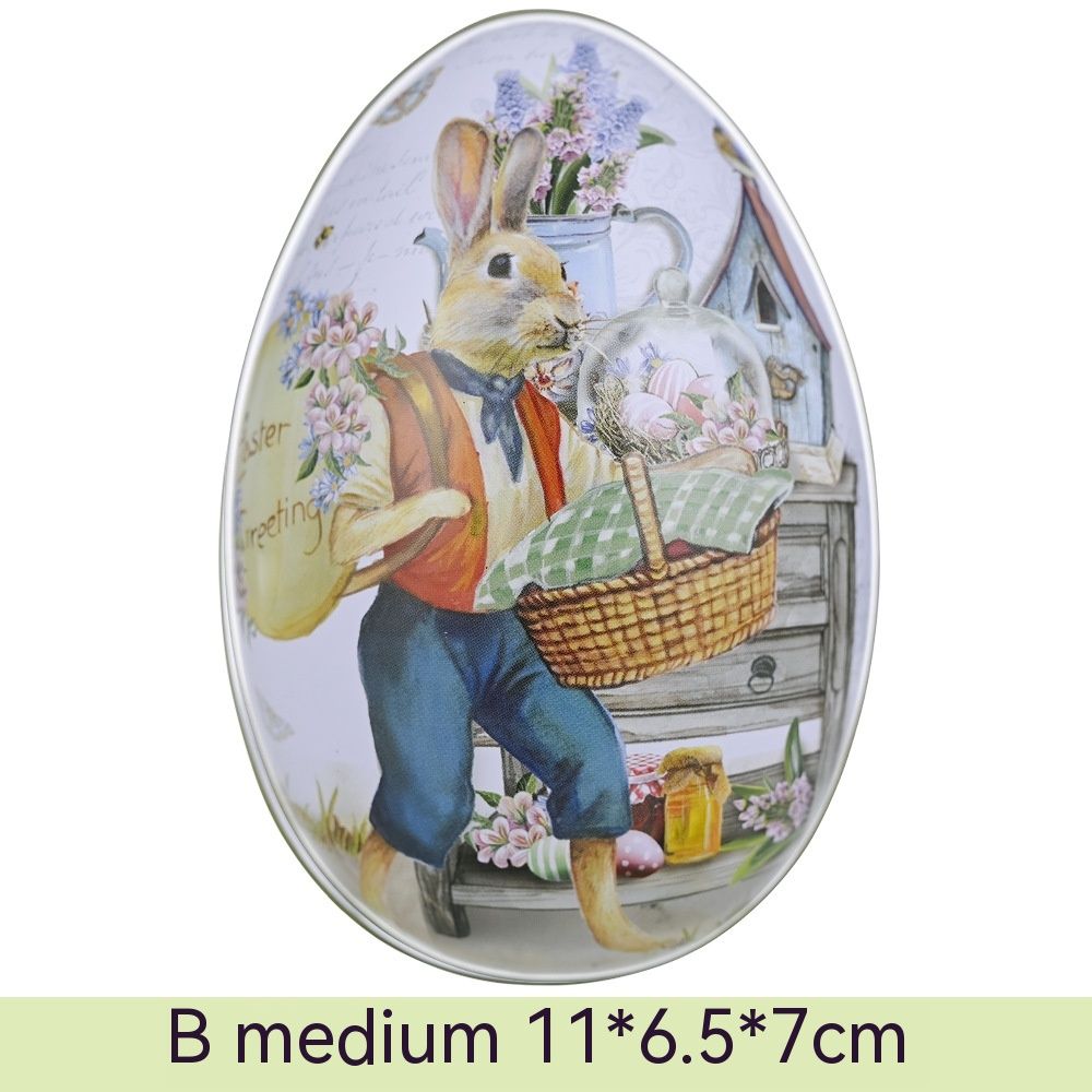 5Pcs Assorted Painted Easter Egg Easter Tin Box Easter Bunny Shape Metal — image 1