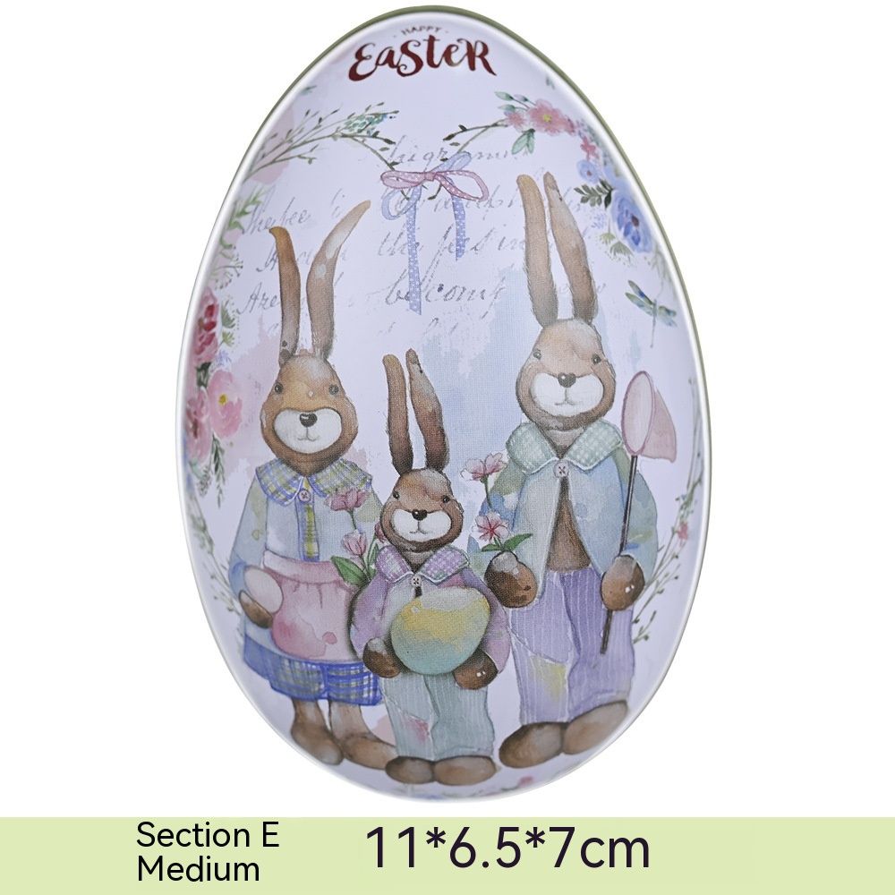 5Pcs Assorted Painted Easter Egg Easter Tin Box Easter Bunny Shape Metal view 4