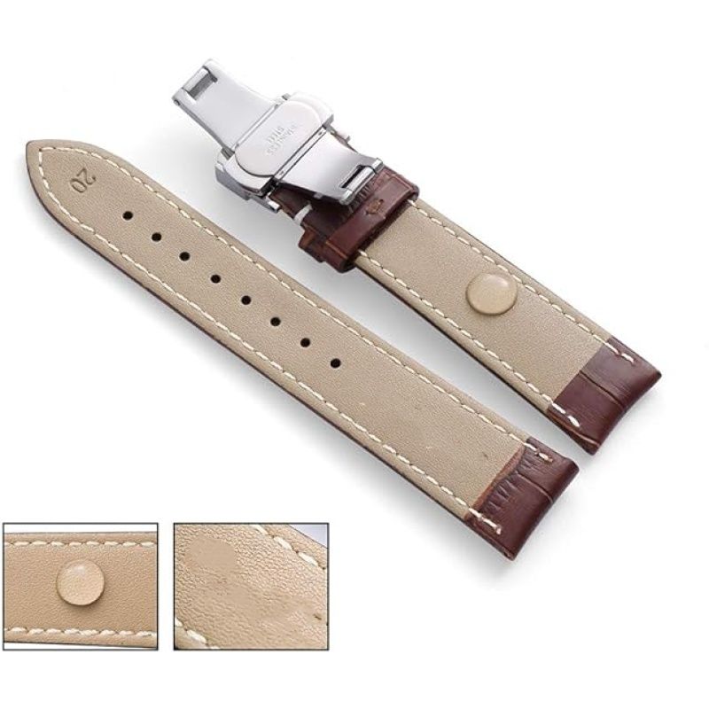Watch Band with Deployment Clasp - Alligator Grain Leather Watch Strap 20mm view 2