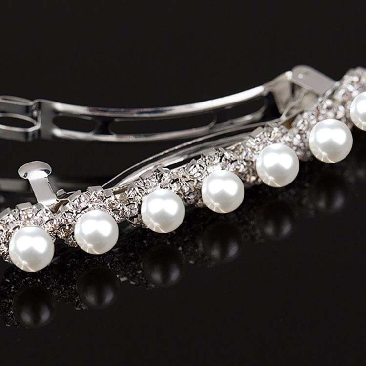 4PCS Sparkly Rhinestone Bling Hair Clips Silver Metal rectangular Spring Hair view 2