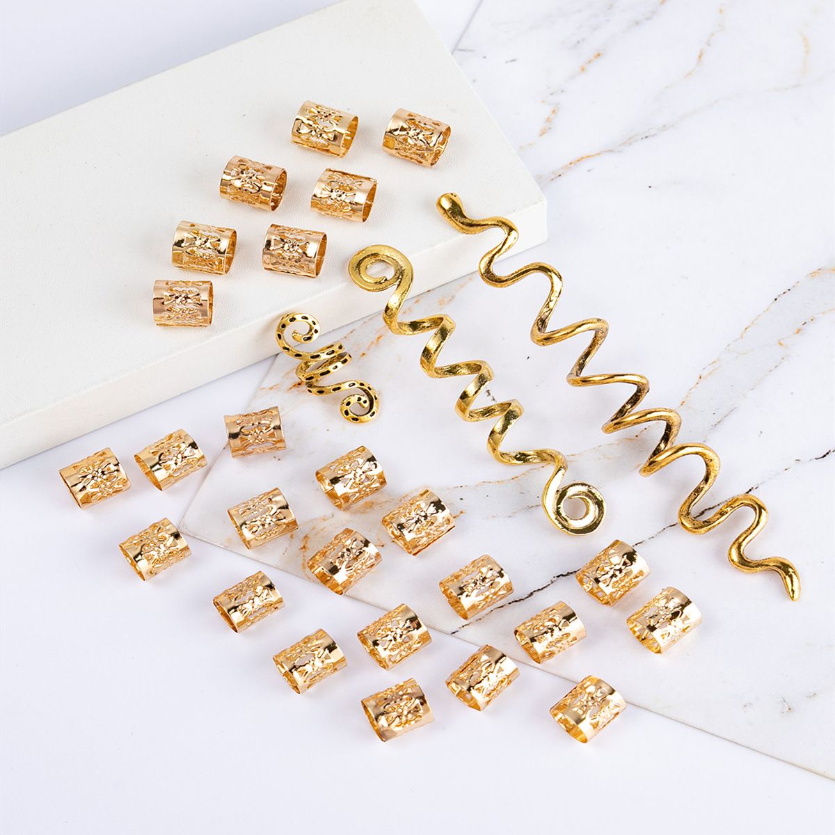 Beads Hair Braid Rings Clips Hair Braiding Metal Cuffs Decoration/Accessories — image 1