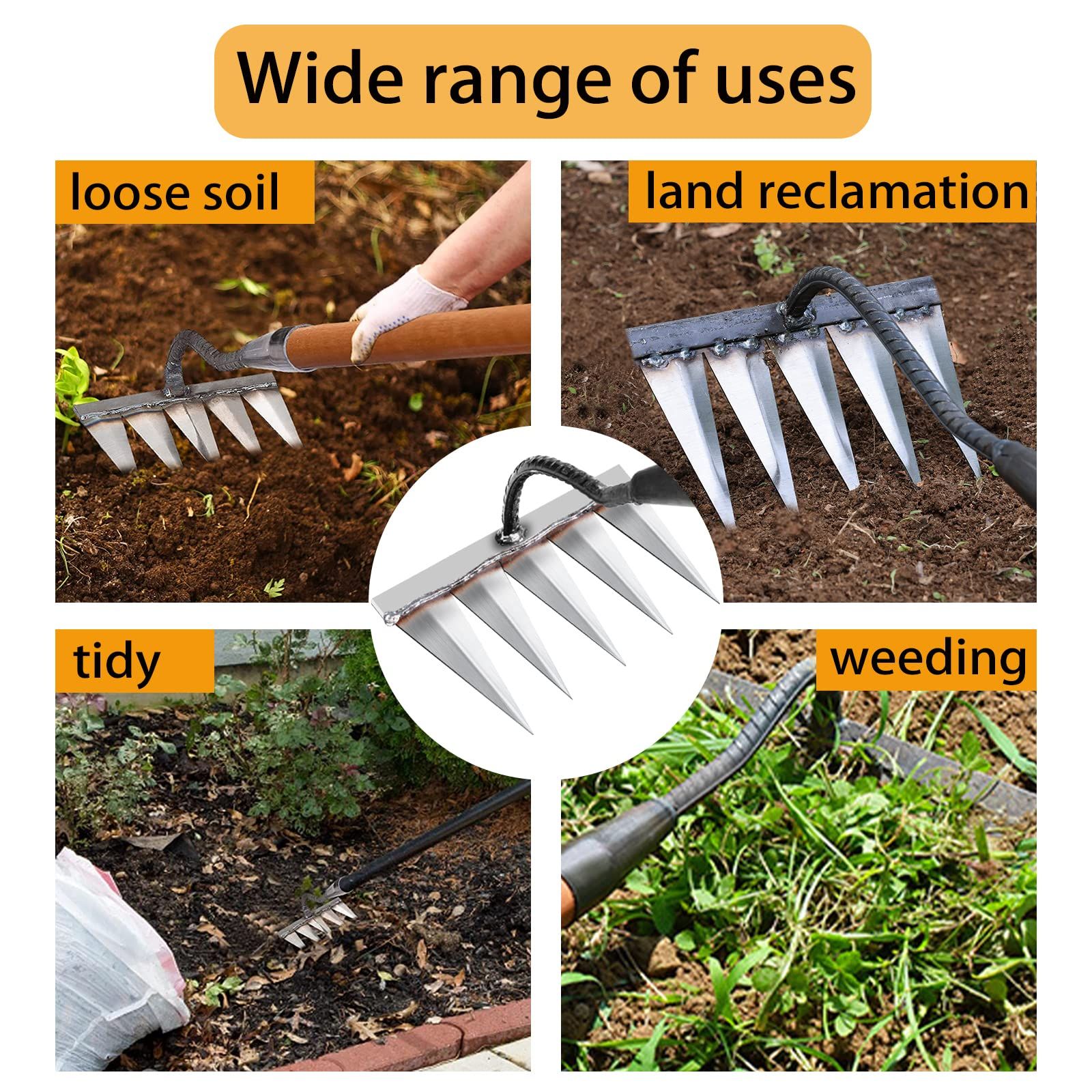 Iron Rake for Gardening and Weeding - Heavy Duty Garden Tool view 4