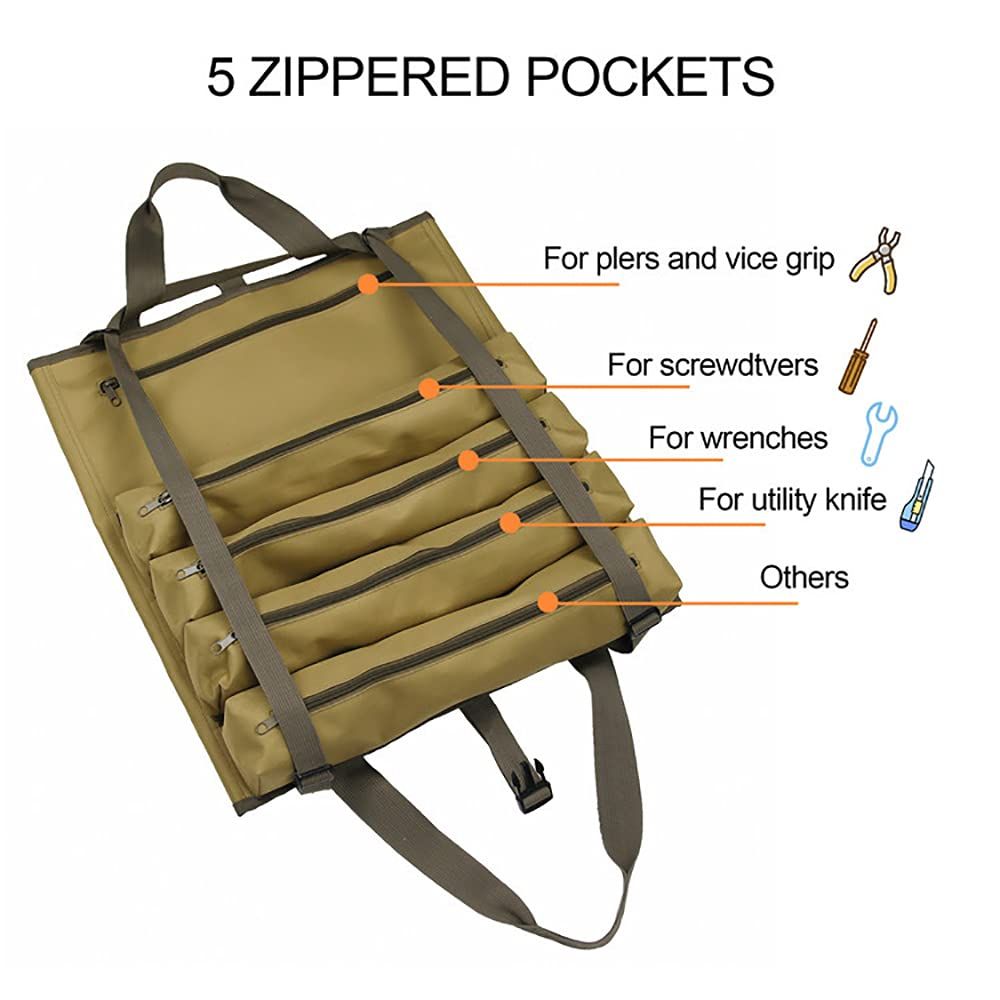 Tools Wrench Roll Up Pouch Tools Organizer Bag with Adjustable Strap view 2
