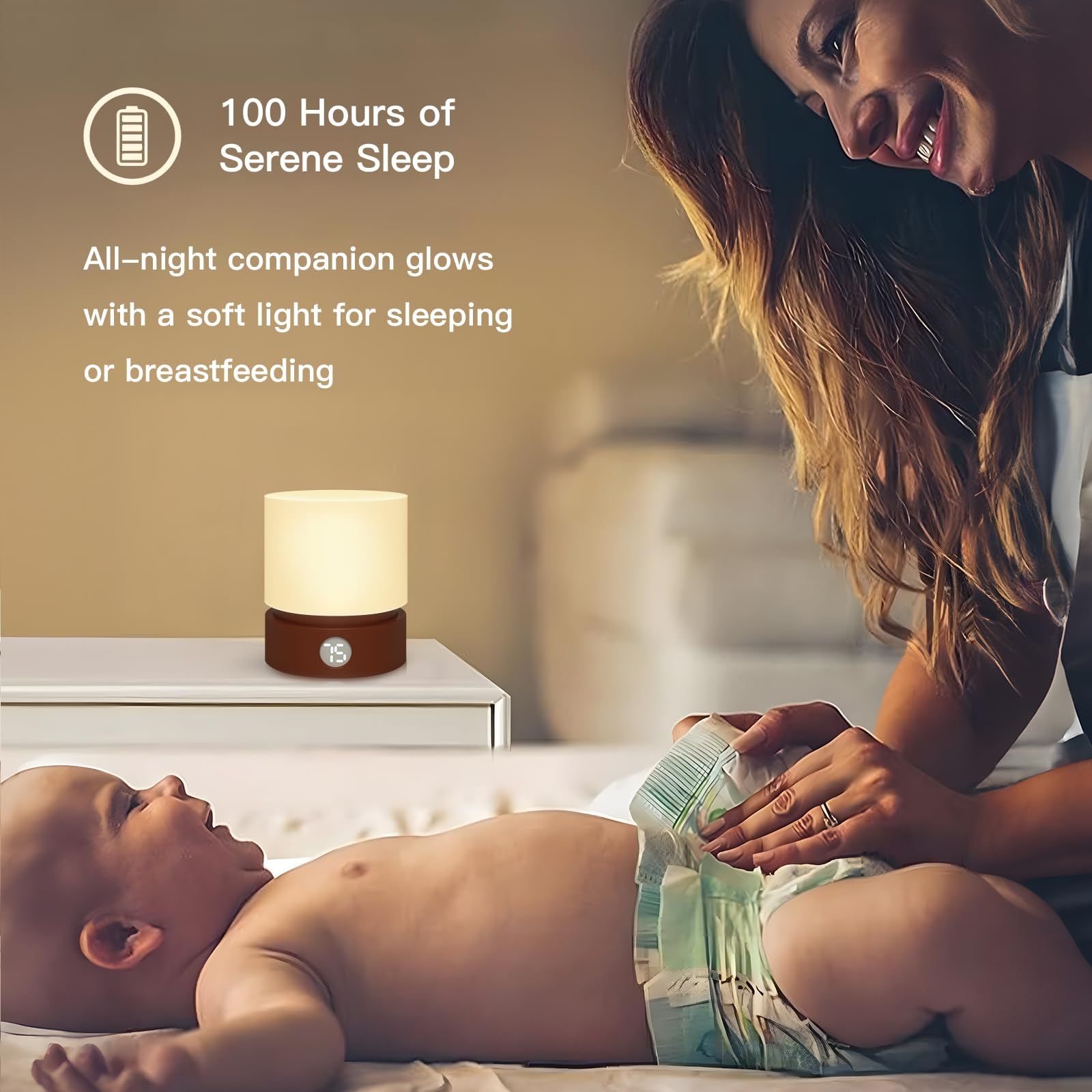 Small Table Lamp, Portable Dimmable Night Light with Timer for Kids, 3000k view 3
