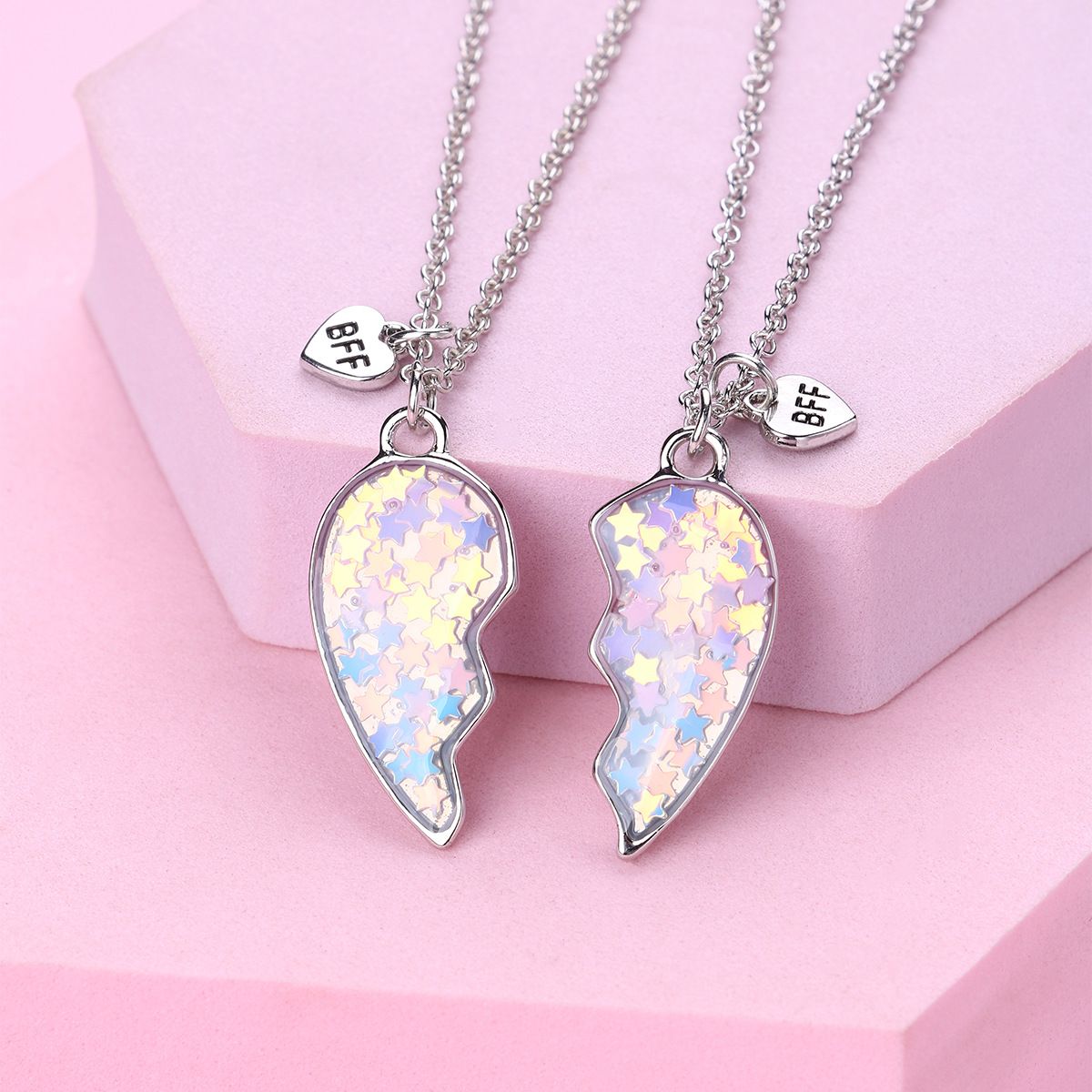 Best Friend Necklace for 2 Girls Magnetic Matching Friendship Necklace Half view 2