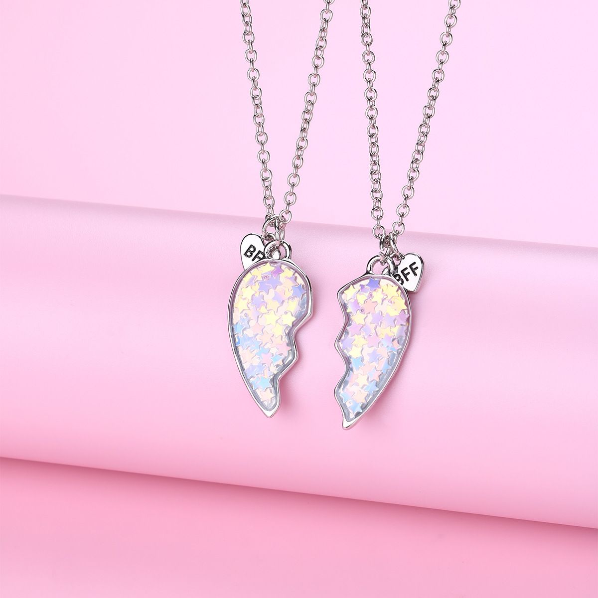 Best Friend Necklace for 2 Girls Magnetic Matching Friendship Necklace Half view 3