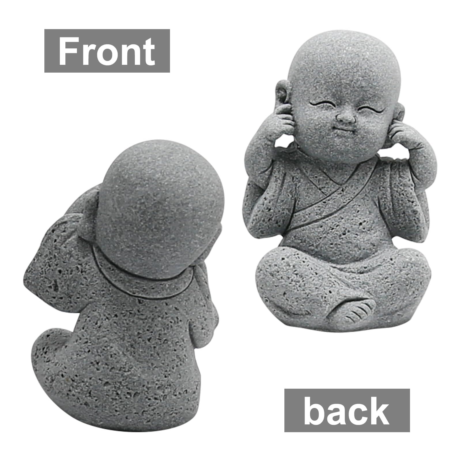 Cute Baby Buddha Statue, Sandstone Smiling Sculptures Home Feng Shui Décor