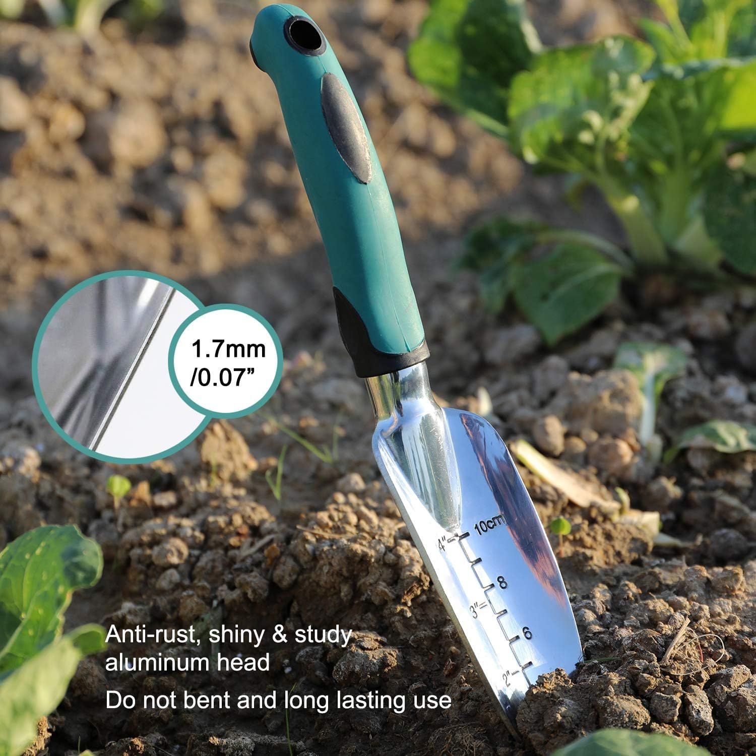 Garden Tools Set, 3 Piece Heavy Duty Gardening Tools Cast Aluminum with Soft view 2