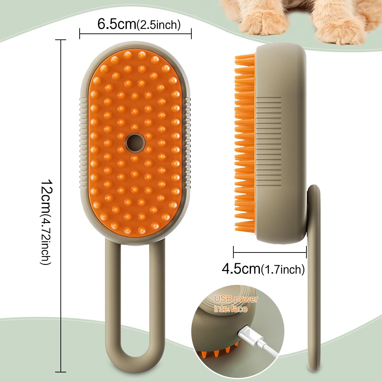 Steamy Cat Brush, Electric Spray Steam Cat Hair Brush,3 in 1 Cat Steamy — image 1