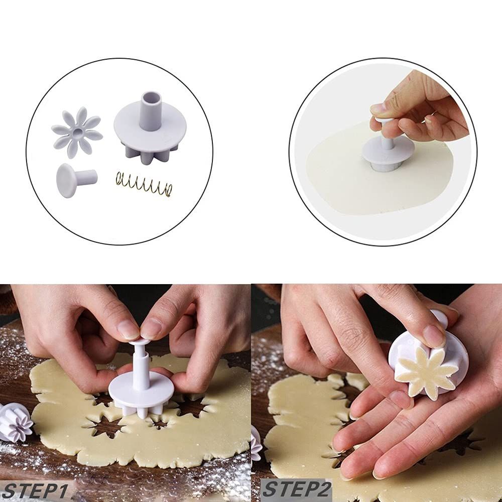 4 Pieces Daisy Flower Plunger Cutters Cake Cookie Cutter Decorating Mold Tools — image 1