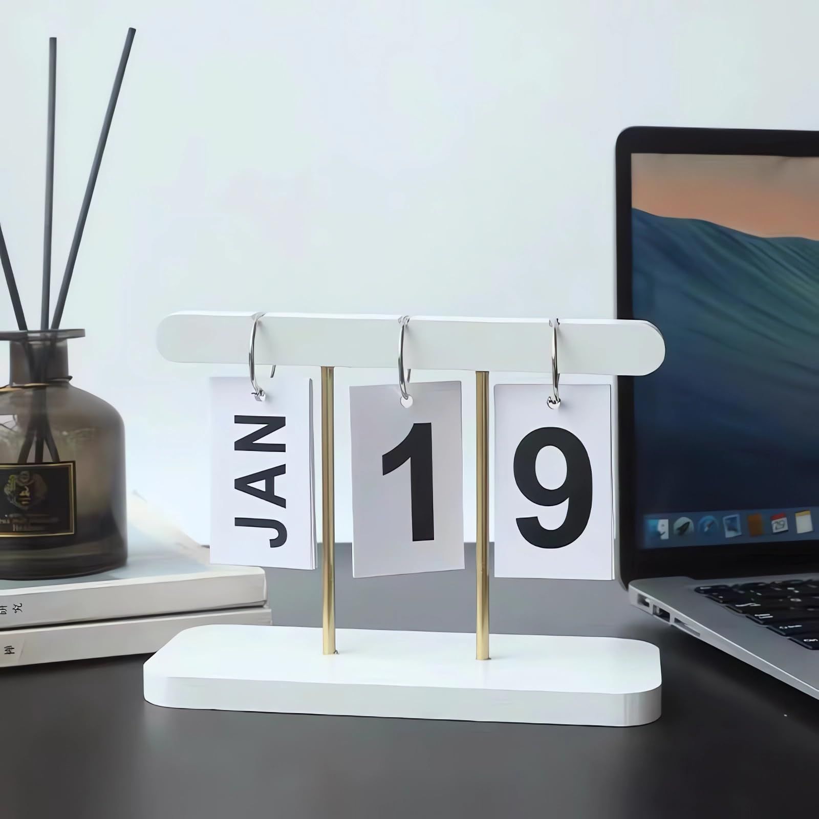Perpetual Daily Flip Calendar for Desk Reusable Office Desktop Decor Home view 3