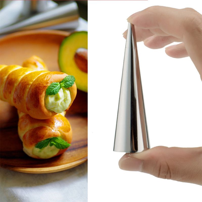 3 PCS Stainless Steel Cream Roll Horn Forms Croissant Cones Moulds for Baking