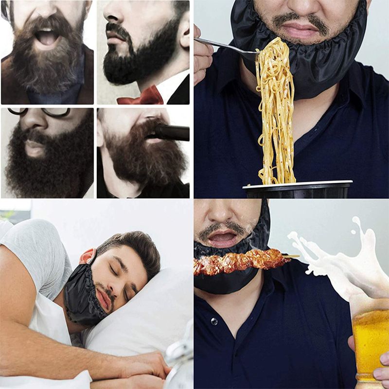5 Pack Men Beard Bib Black Beard Covers Soft Comfortable and Silky Satin view 4