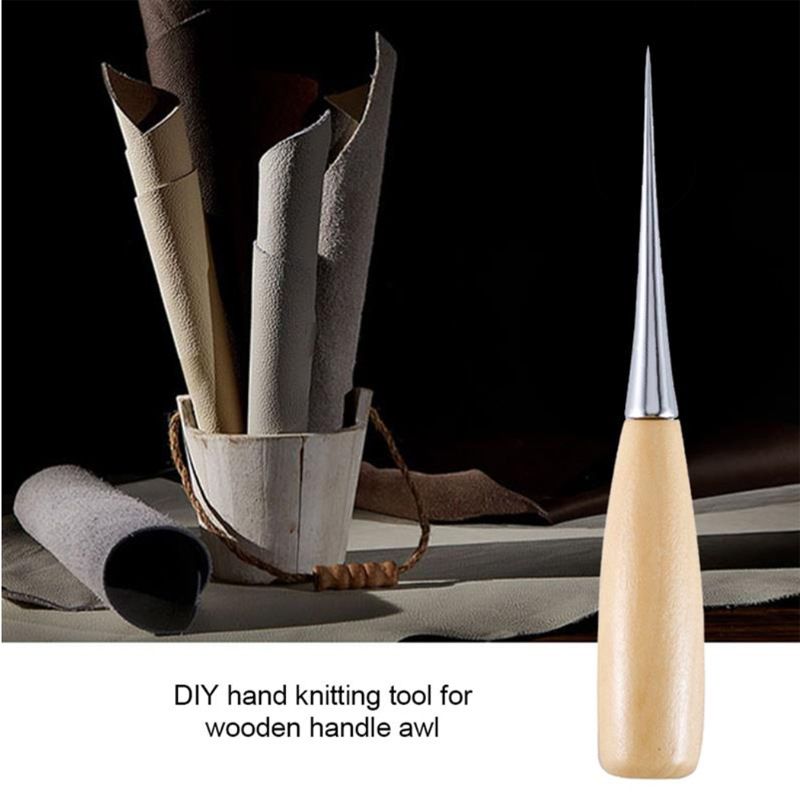 Leather Sewing Awl Handle Scratch Awl with Wood Handle Pin Punching Hole Maker view 4