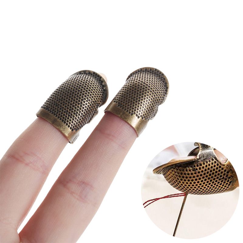 Sewing Thimble Finger Protector Adjustable Finger Metal Shield Protector Pin view 2