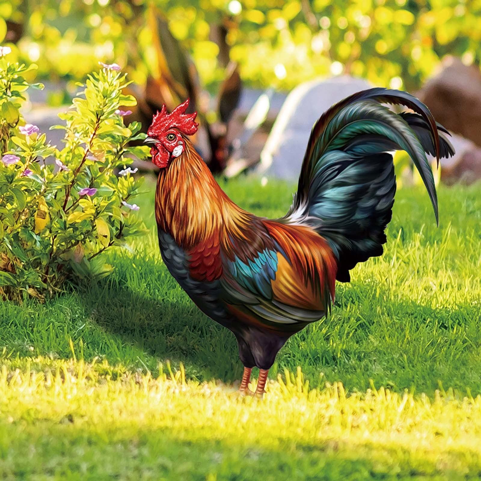Metal Garden Statues Sculptures Decorative Garden Stakes Yard Chicken view 5