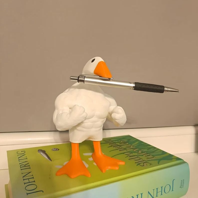 Muscular Duck Ornament, Magnetic Mouth Key Holder, Creative Keychain view 2