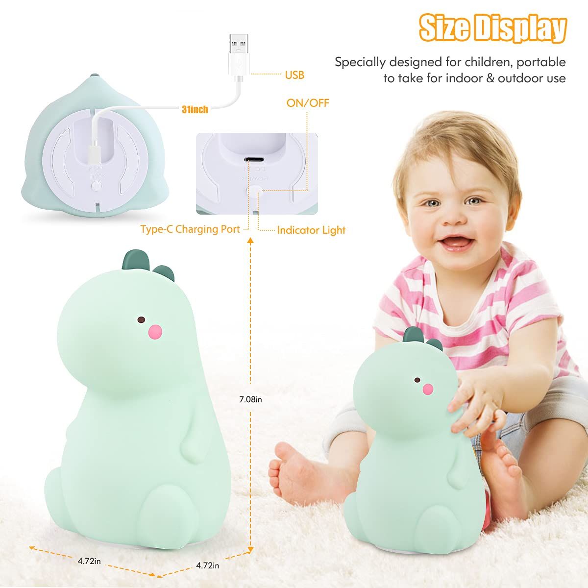 Dinosaur Night Light for Kids view 4