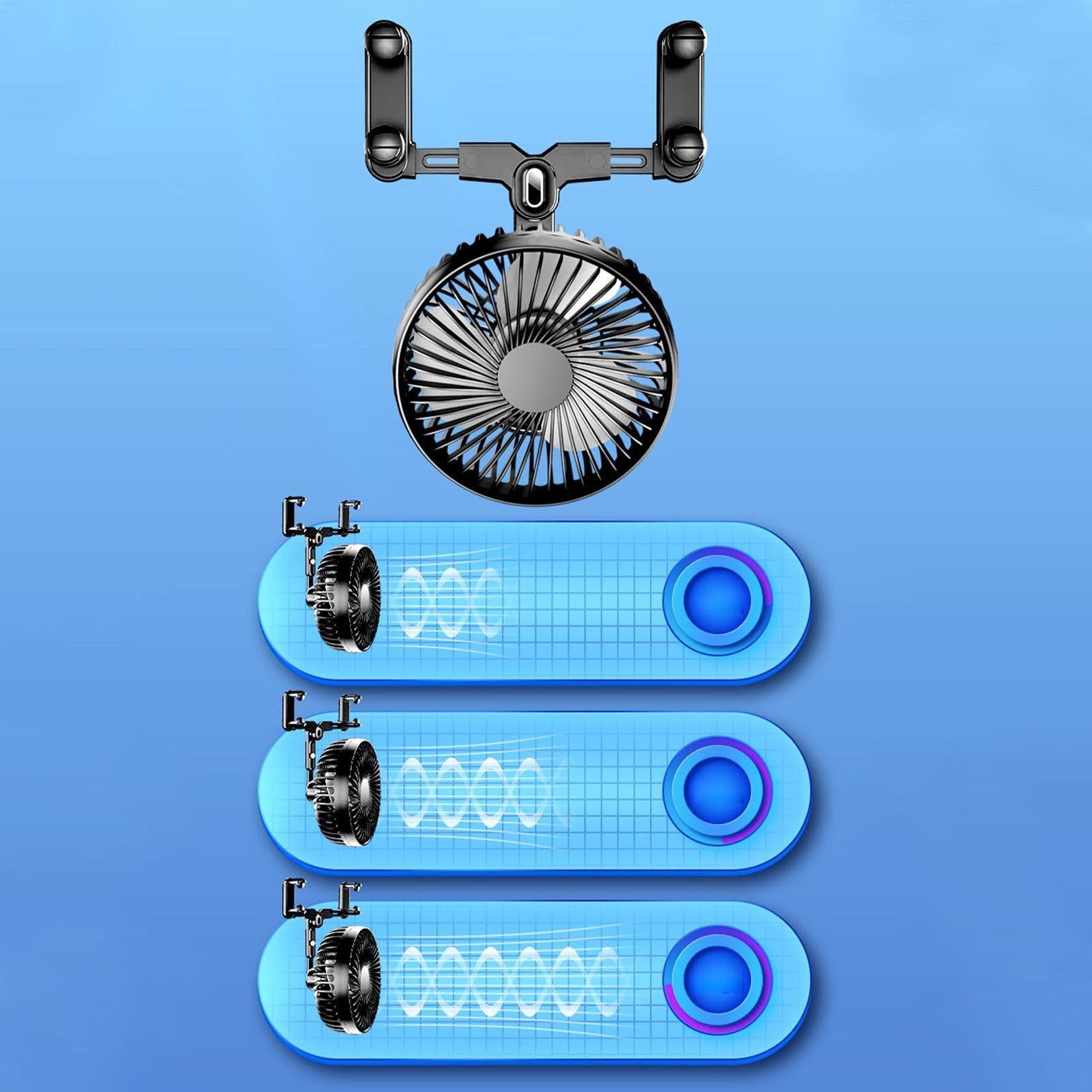 Stroller Fan, 5W Auto Cooling Fan with Universal Design, Battery Operated Fan view 2