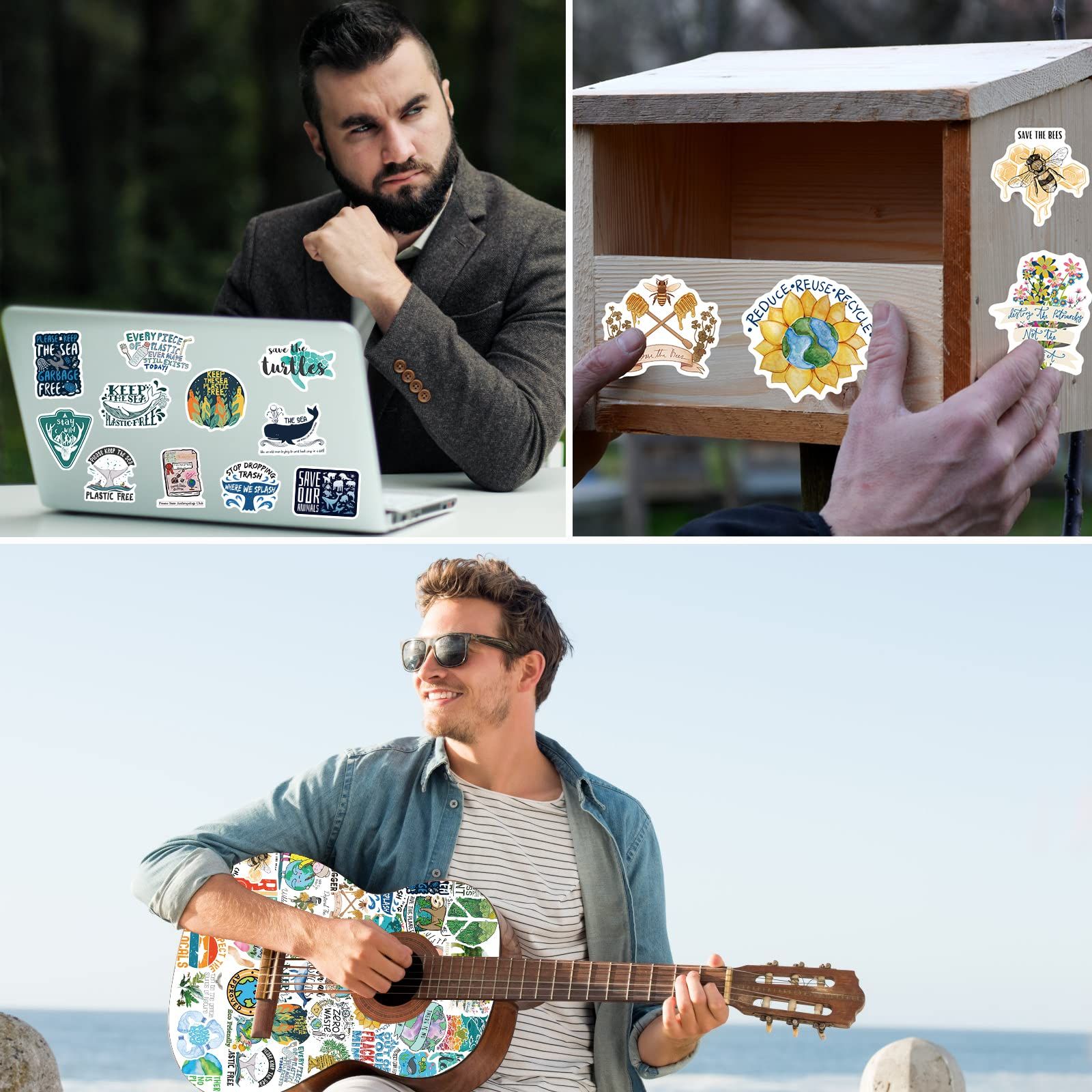 Stickers,50 PCS Aesthetic Earth Waterproof Stickers,Vinyl Stickers for Water view 2