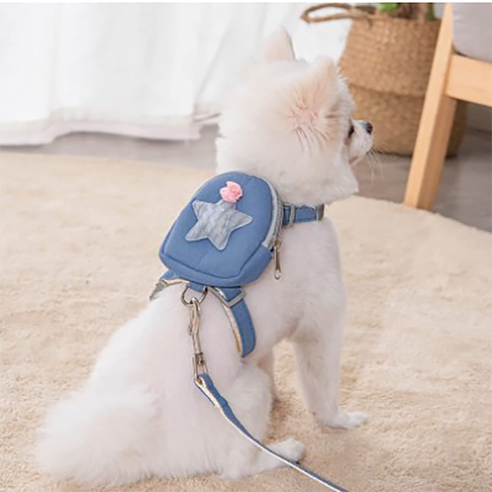 Pet Harness Leash Set, Cute Backpack Cat Vest Belt Leash Snap Design Pet view 3
