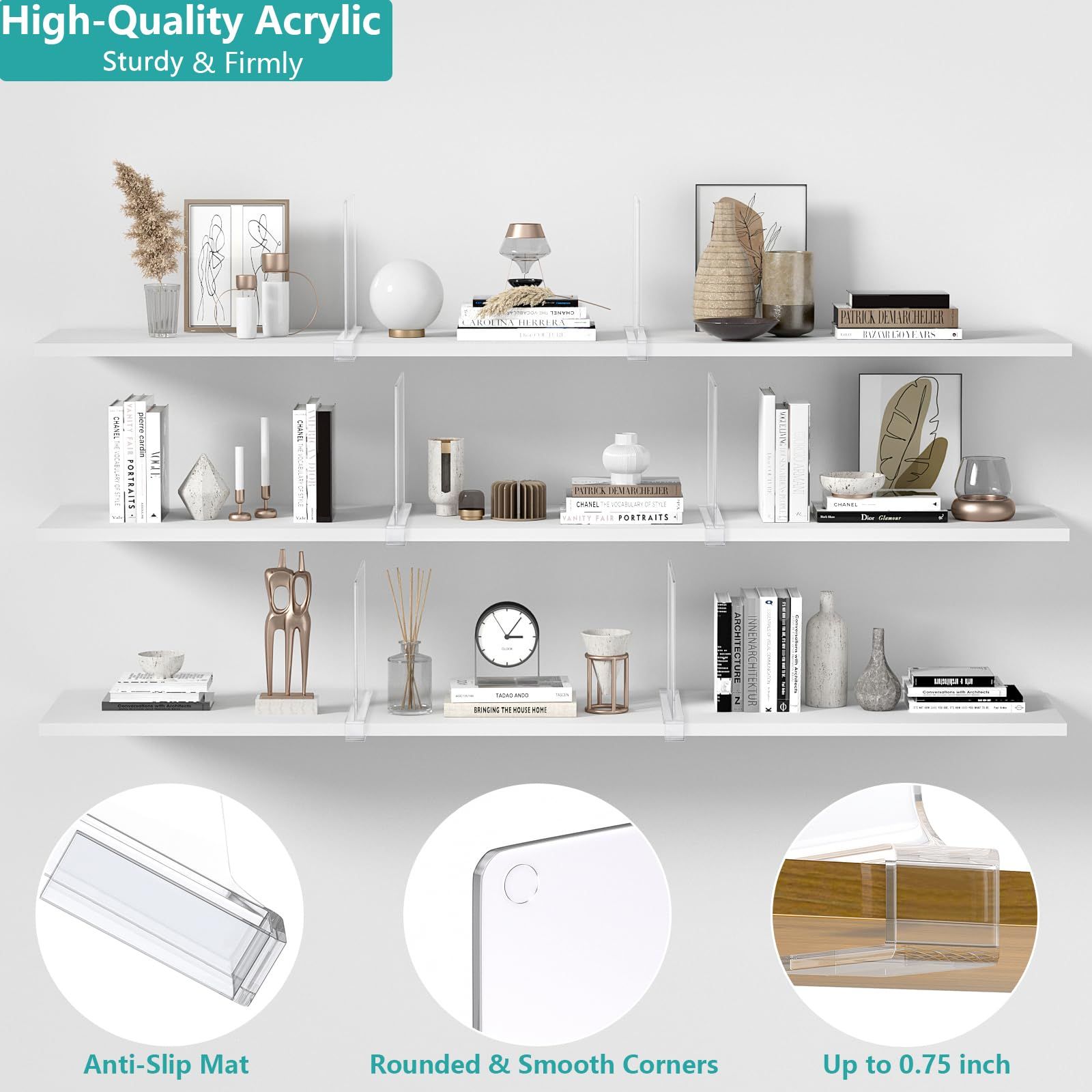 6 PCS Shelf Dividers for Closet Organization Acrylic Clear Closet Shelf view 3