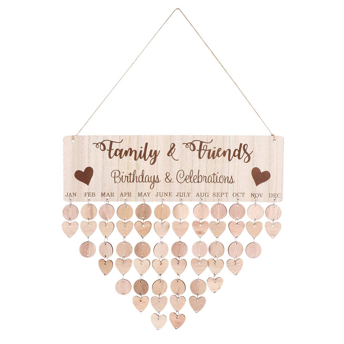 Wood Calendar Hanging Tag Plaque Decorcation Calendar Hanging Board for