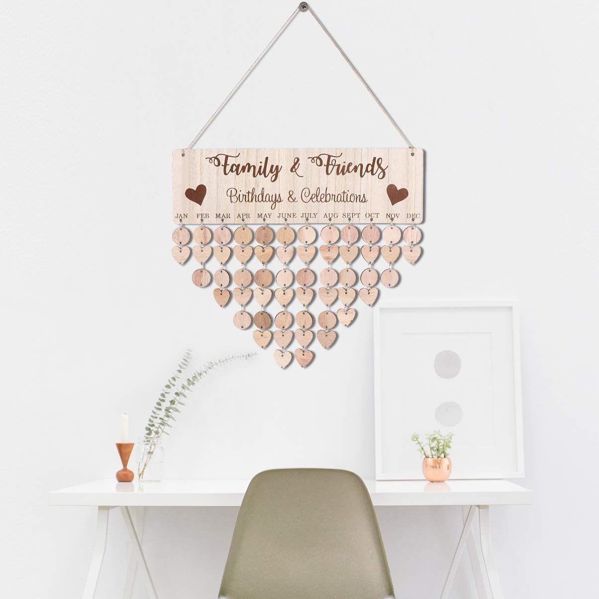 Wood Calendar Hanging Tag Plaque Decorcation Calendar Hanging Board for view 5