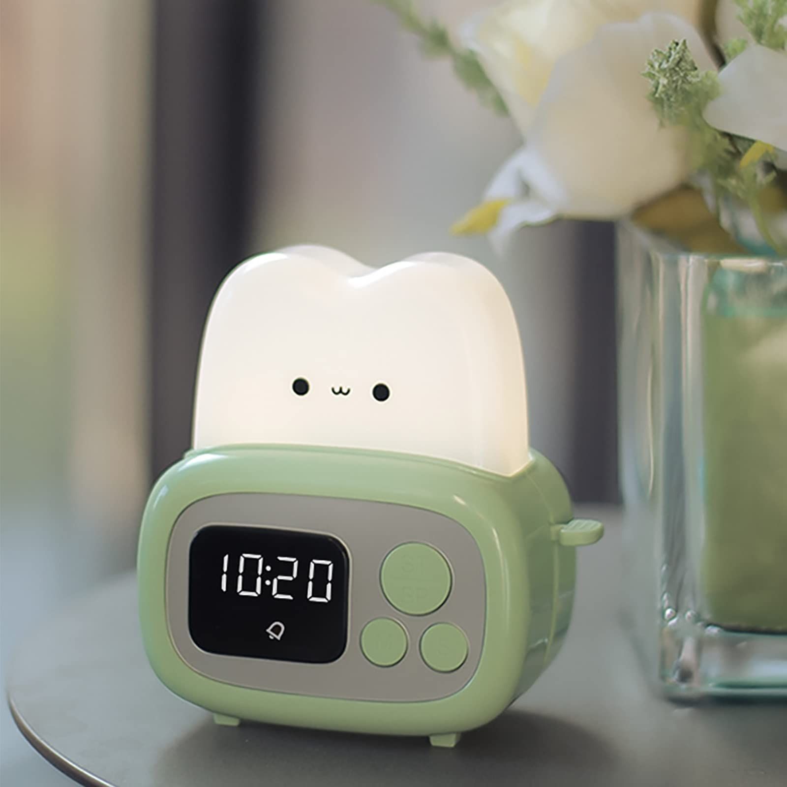 Cute Night Light LED Toast Bread Alarm Clock Night Light Rechargeable and view 4