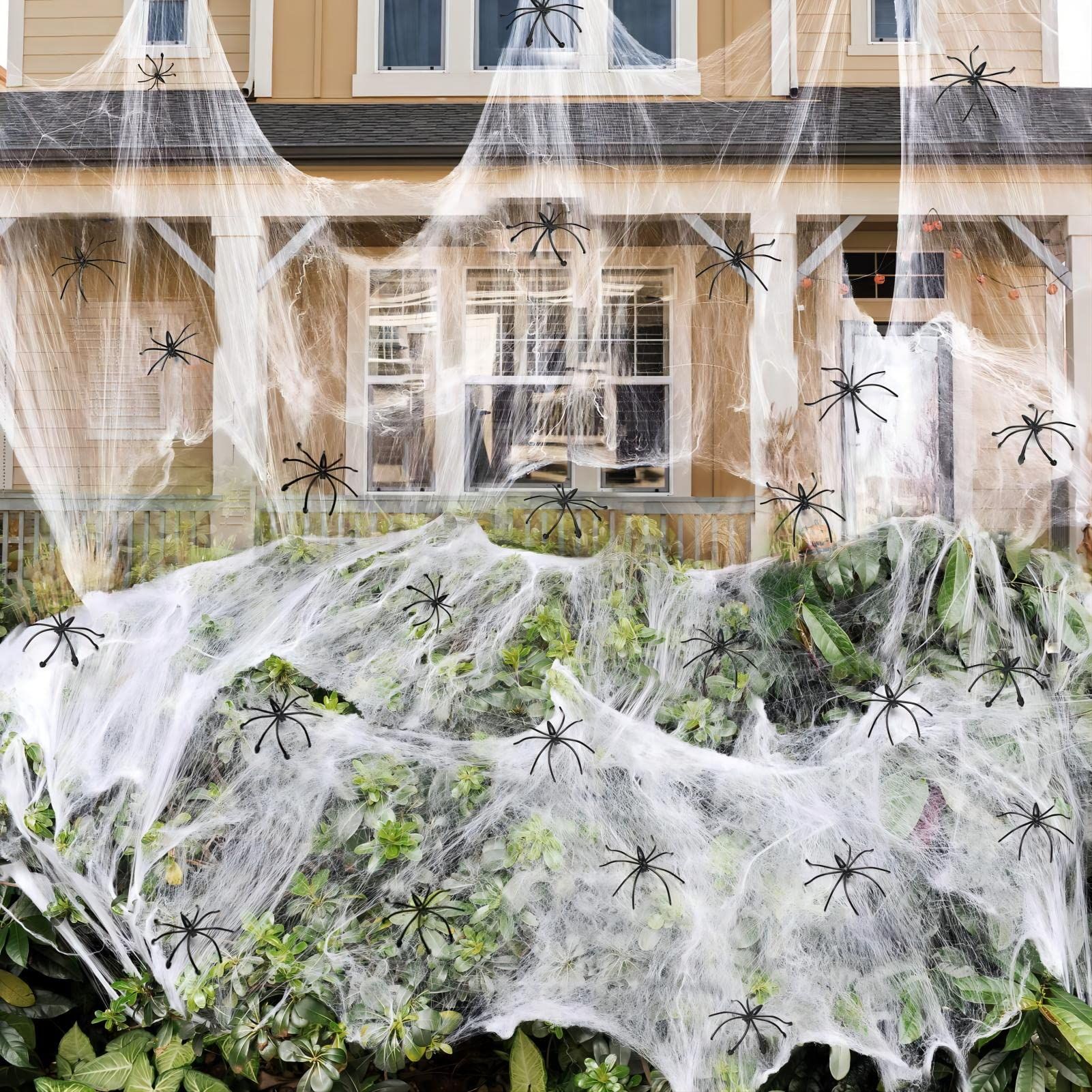 Spider Webs Halloween Decorations Bonus with 40 Fake Spiders — image 1