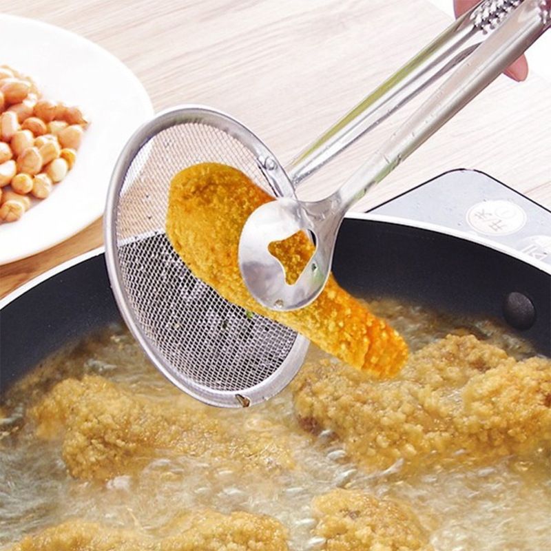 Doublehero Stainless Steel Fine Mesh Strainer Tongs Oil Filter Spoon view 3