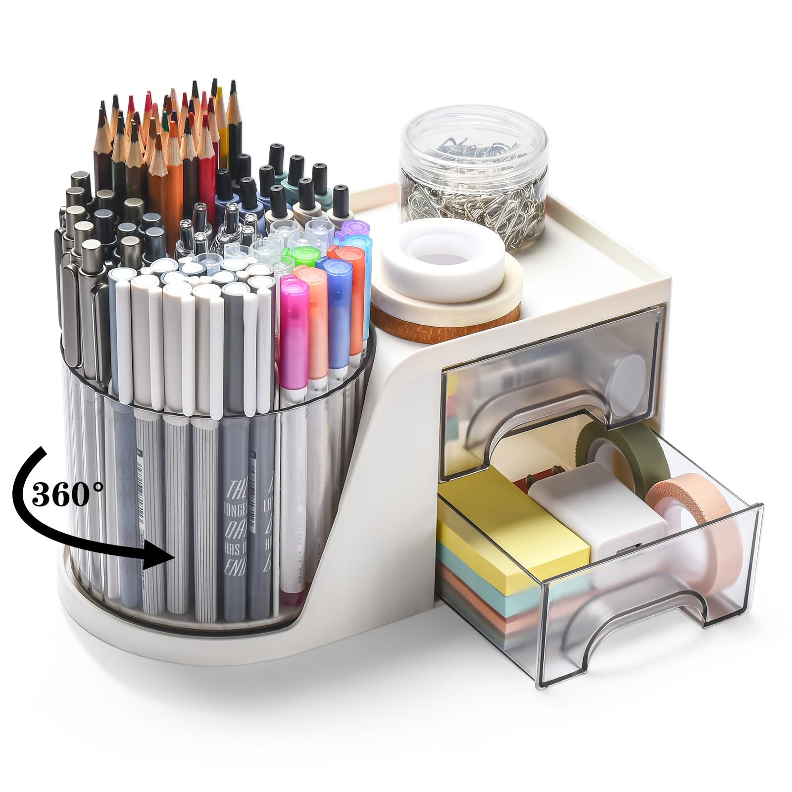 Rotating Desk Organizer with 2 Drawer — image 1