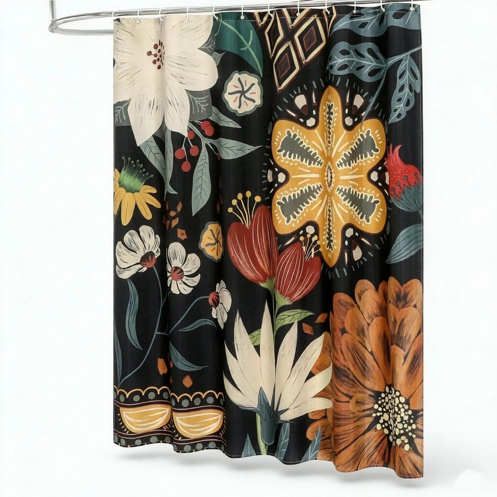 Boho Floral Shower Curtain — image 1