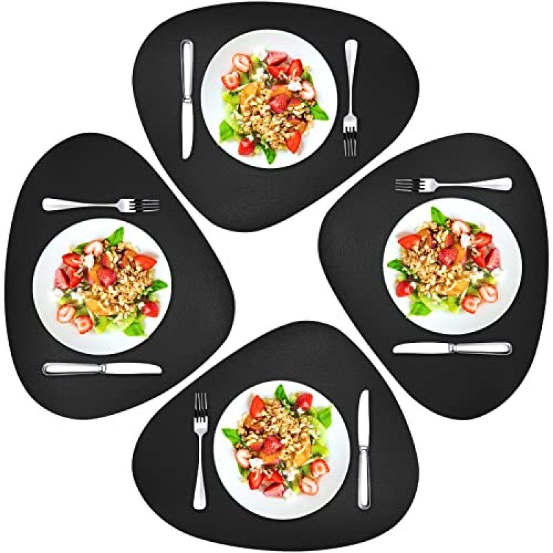 Leather Placemats Set of 4 Wipeable Washable Place Mats for Square Round Table — image 1