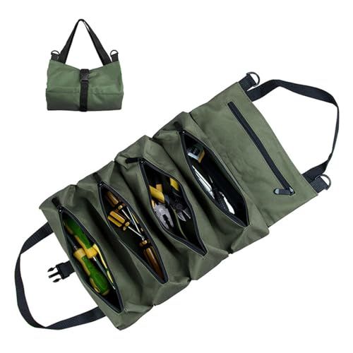 Tool Roll Bag Canvas Tool Bag Roll Up Pouch Small Tool Bag With 5 Pockets view 2