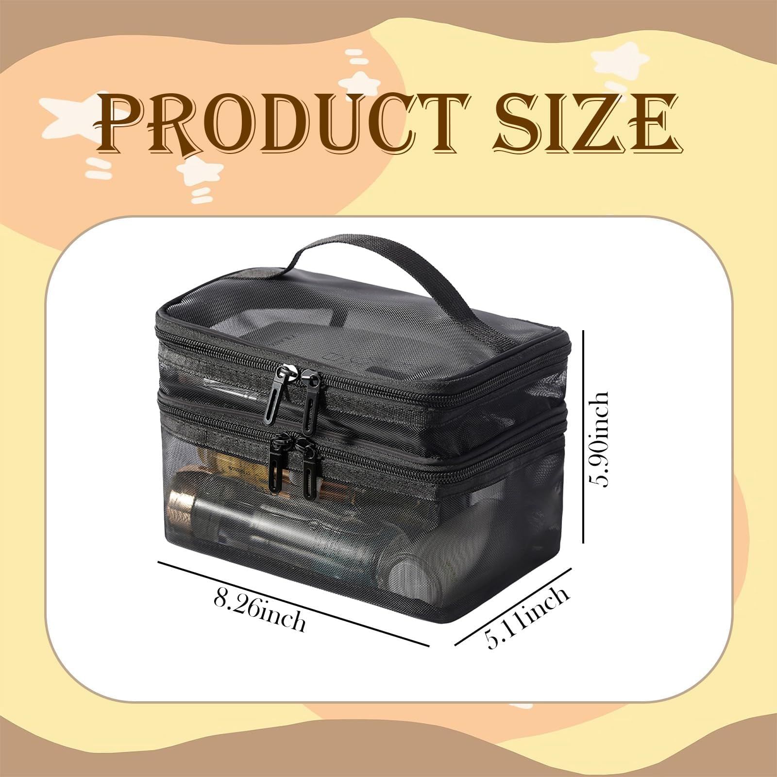 Double Layer Travel Makeup Bag Mesh Bag for Women view 4