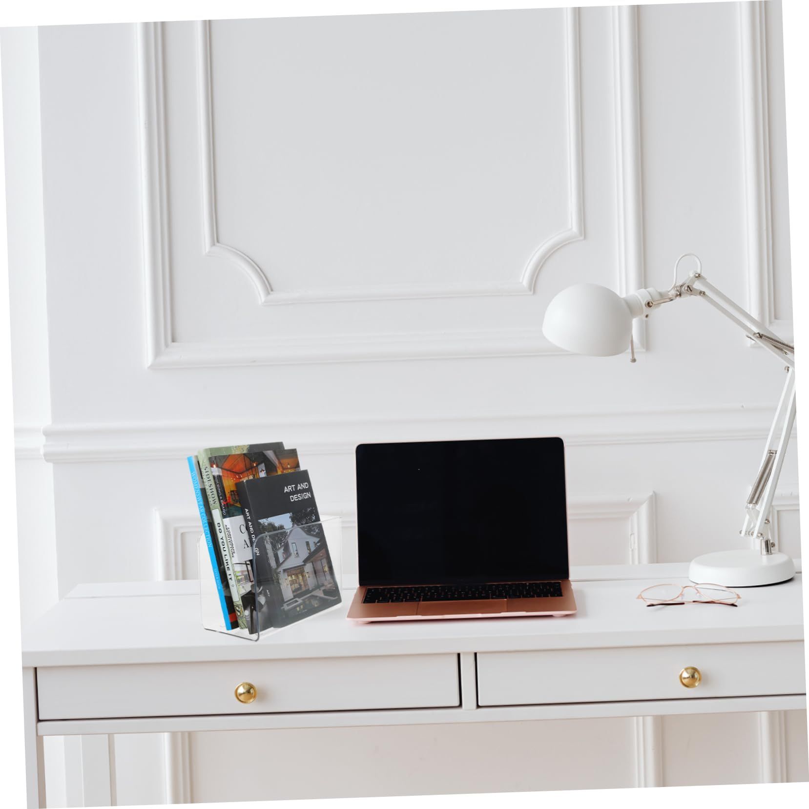 Multi-Function Bookend Acrylic File Organizer Book Ends Decorative Pamphlet view 5